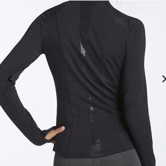 Fabletics Delamo Mesh Jacket Black 1/4 Zip Pullover Womens Athletic Jacket Run - Picture 2 of 9